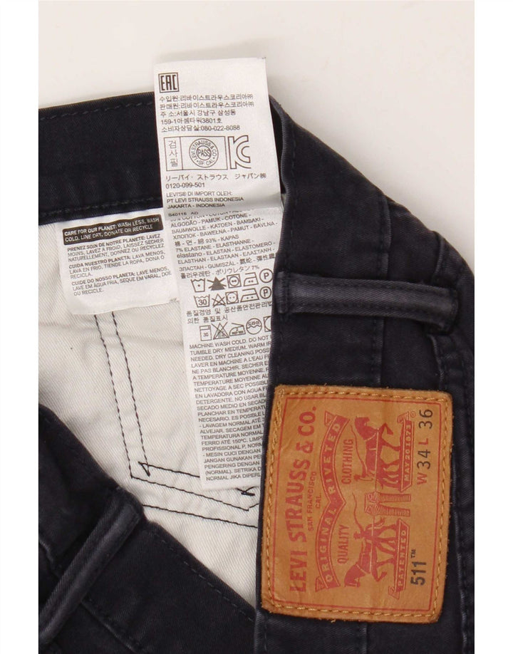 Мужские джинсы Levi's 511 Slim W34 L33 Темно-синие, хлопок