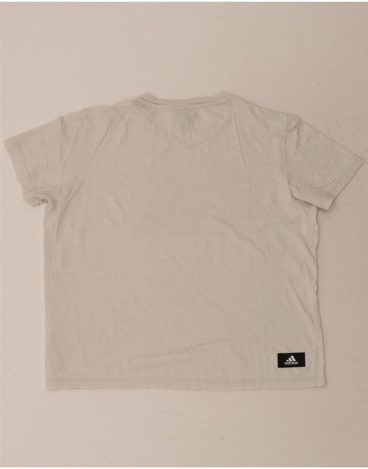 ADIDAS Womens Oversized Graphic T-Shirt Top UK 12/14 Medium Off White Vintage Adidas and Second-Hand Adidas from Messina Hembry 