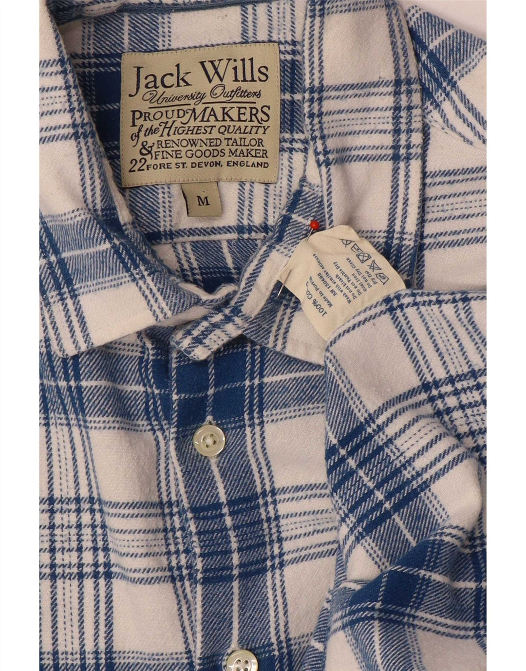 Мужская фланелевая рубашка Jack Wills, хлопковая синяя клетка среднего размера