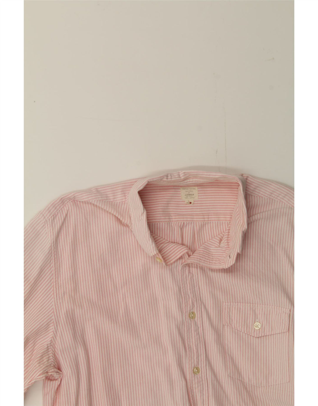 J. CREW Mens Tailored Shirt Large Pink Pinstripe Cotton Vintage J. Crew and Second-Hand J. Crew from Messina Hembry 