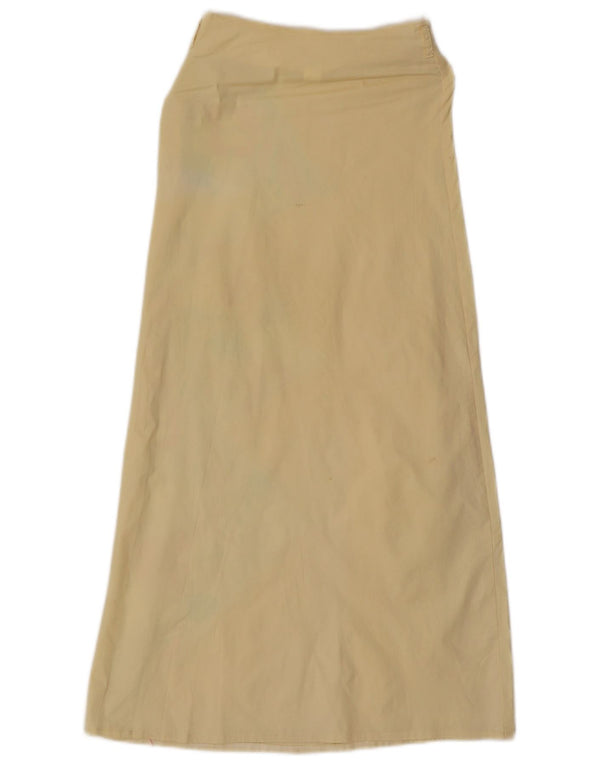 Винтажная женская макси-юбка с рисунком W24 XS, желтая хлопковая цветочная юбка