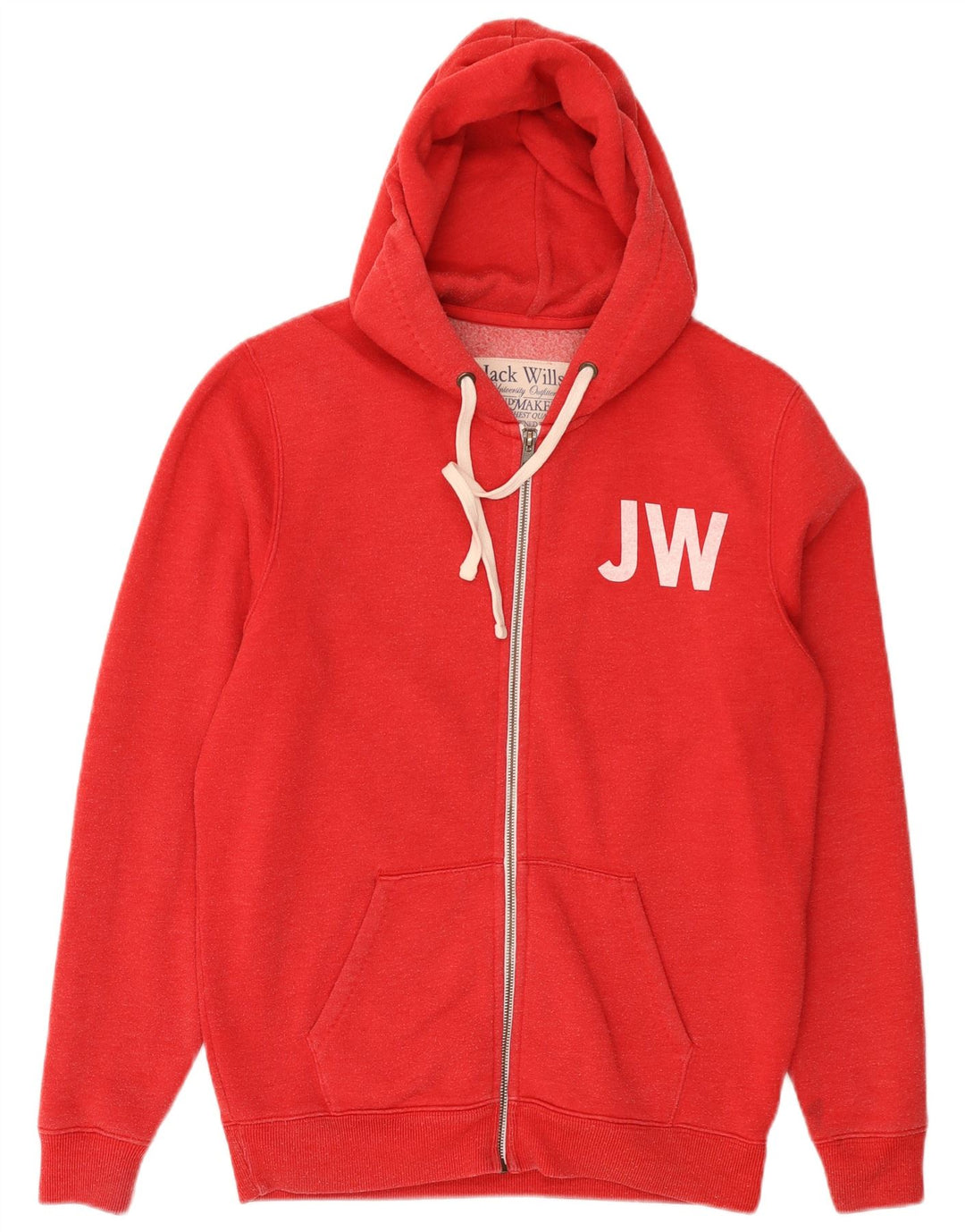 Мужской свитер с капюшоном и молнией Jack Wills, маленький красный, хлопковый