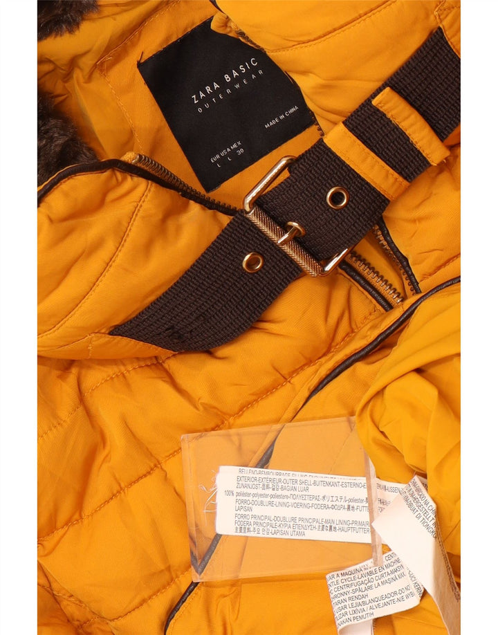 Женская стеганая куртка Zara UK 16, большой желтый полиэстер
