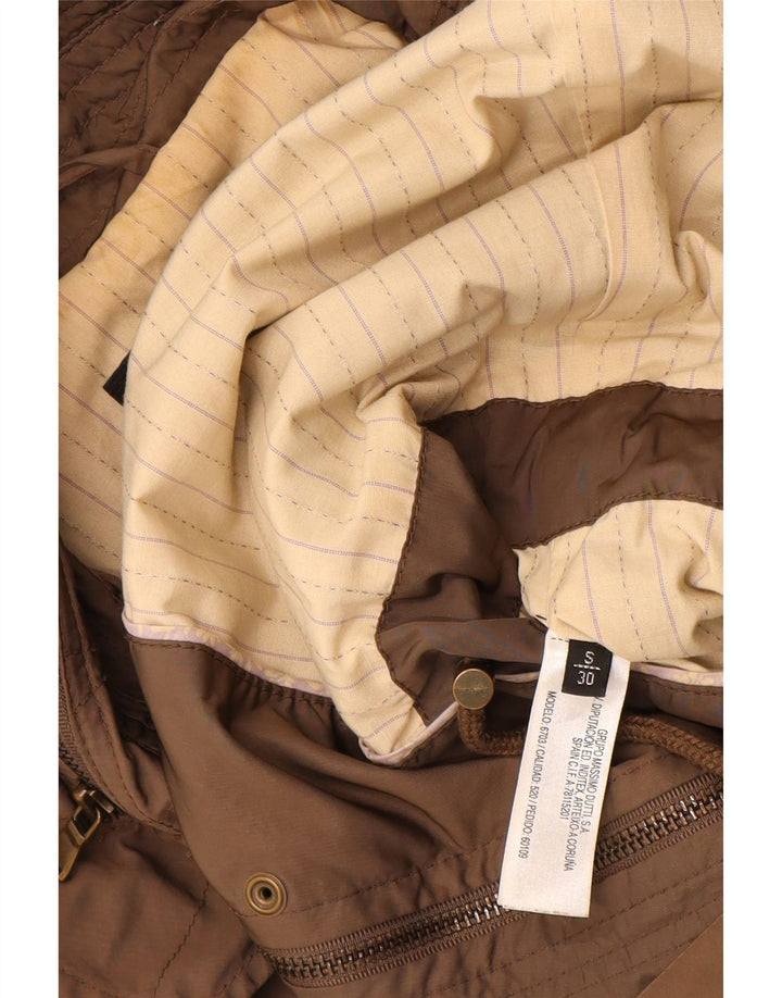 Женская куртка MASSIMO DUTTI с капюшоном UK 10, маленькая, коричневый, полиэстер