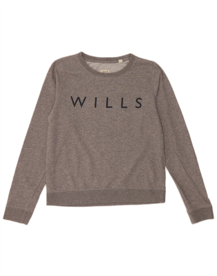 Женский свитер с рисунком JACK WILLS, размер UK 10, маленький, серый, хлопок