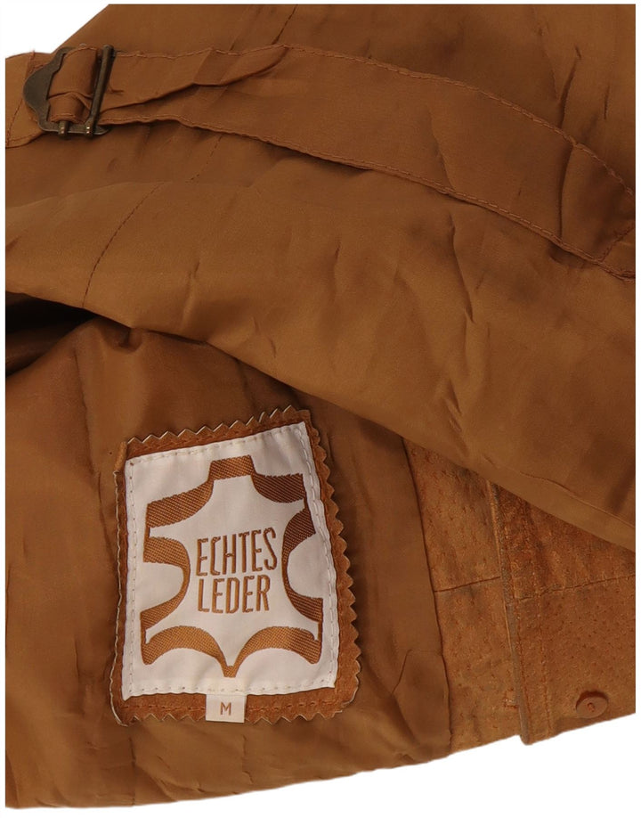 Винтажный мужской замшевый жилет среднего бежевого цвета из кожи