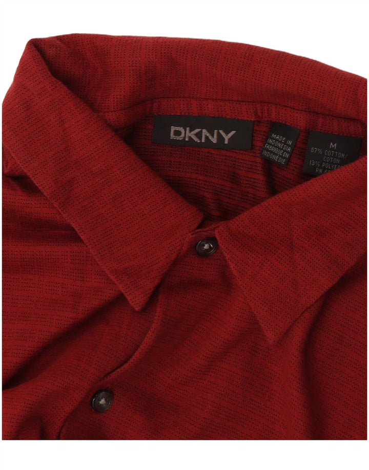 Мужская рубашка с коротким рукавом Dkny, хлопок среднего красного цвета с геометрическим рисунком