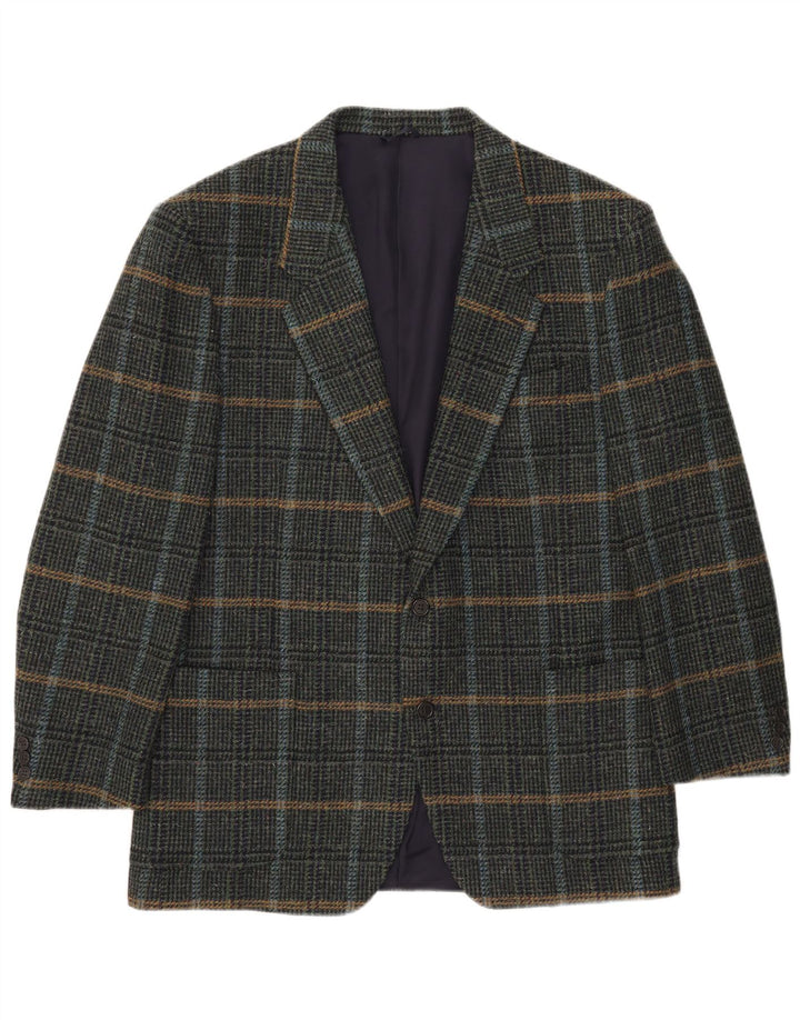 Мужской пиджак на 2 пуговицах Nino Cerruti IT 54 2XL, зеленая шерсть в клетку