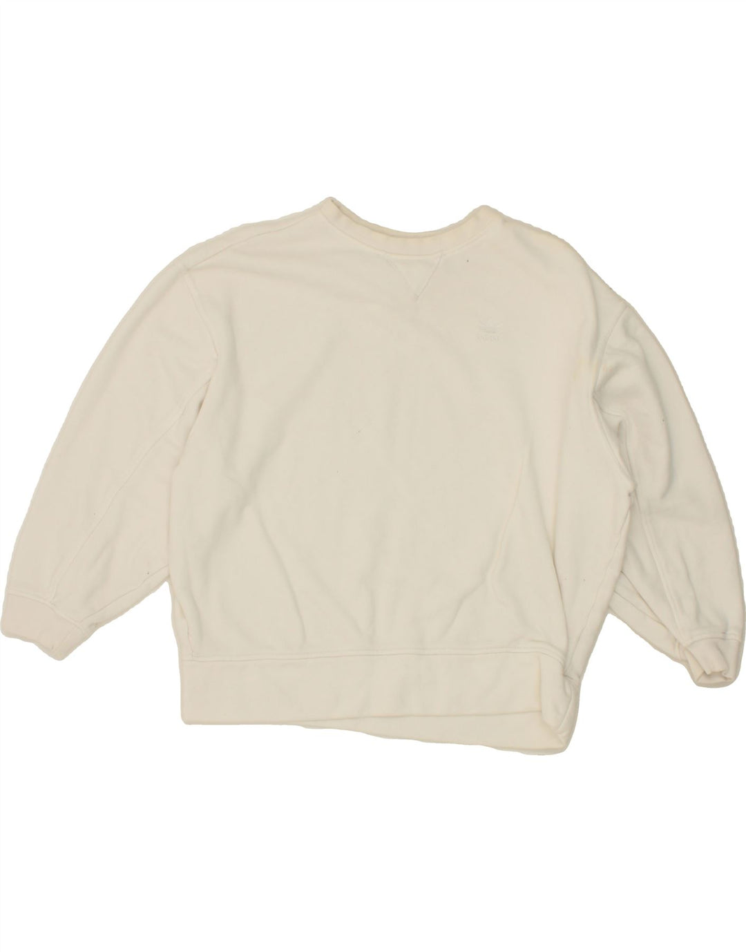 ADIDAS Womens Oversized Graphic Sweatshirt Jumper UK 8 Small  White Cotton Vintage Adidas and Second-Hand Adidas from Messina Hembry 