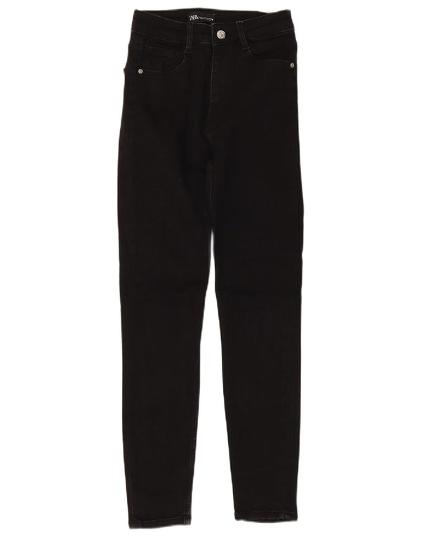 Женские джинсы скинни Zara с высокой посадкой EU 38, маленькие W28 L28, черный хлопок