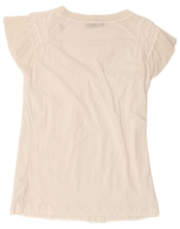 Trussardi Женская футболка стандартного размера с коротким рукавом Top UK 10 Small White Lyocell