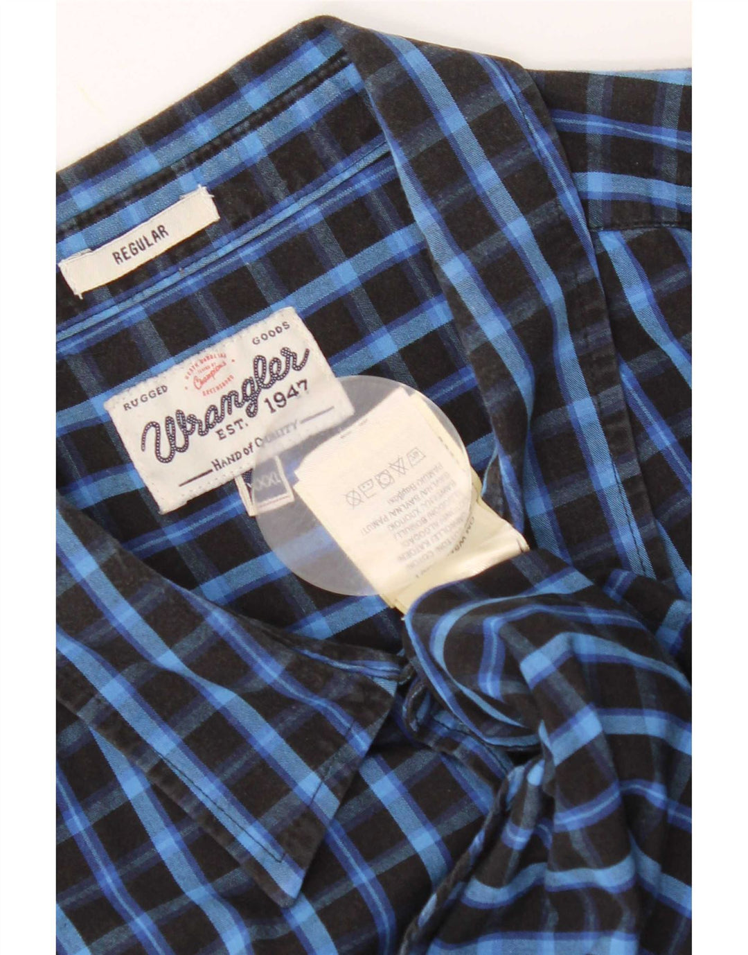 Мужская рубашка стандартного кроя Wrangler 3XL, синяя клетка, хлопок