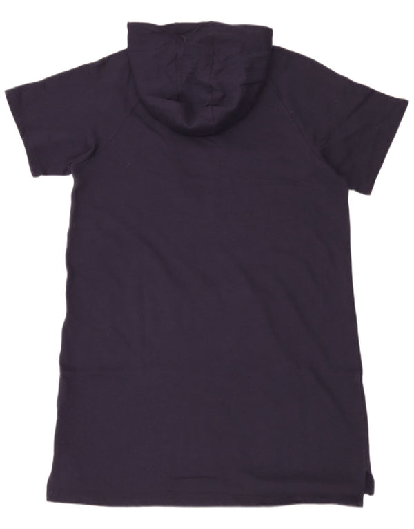 Dkny Женское платье с капюшоном с короткими рукавами и графикой UK 18 XL Темно-синий хлопок