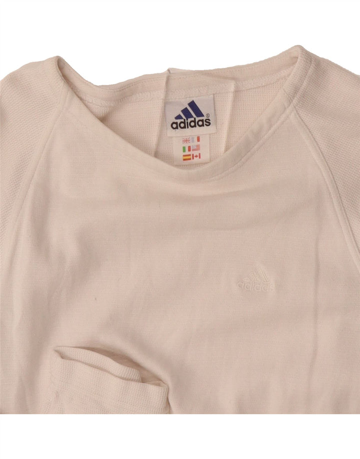 ADIDAS Womens Top Long Sleeve UK 10 Small White Vintage Adidas and Second-Hand Adidas from Messina Hembry 