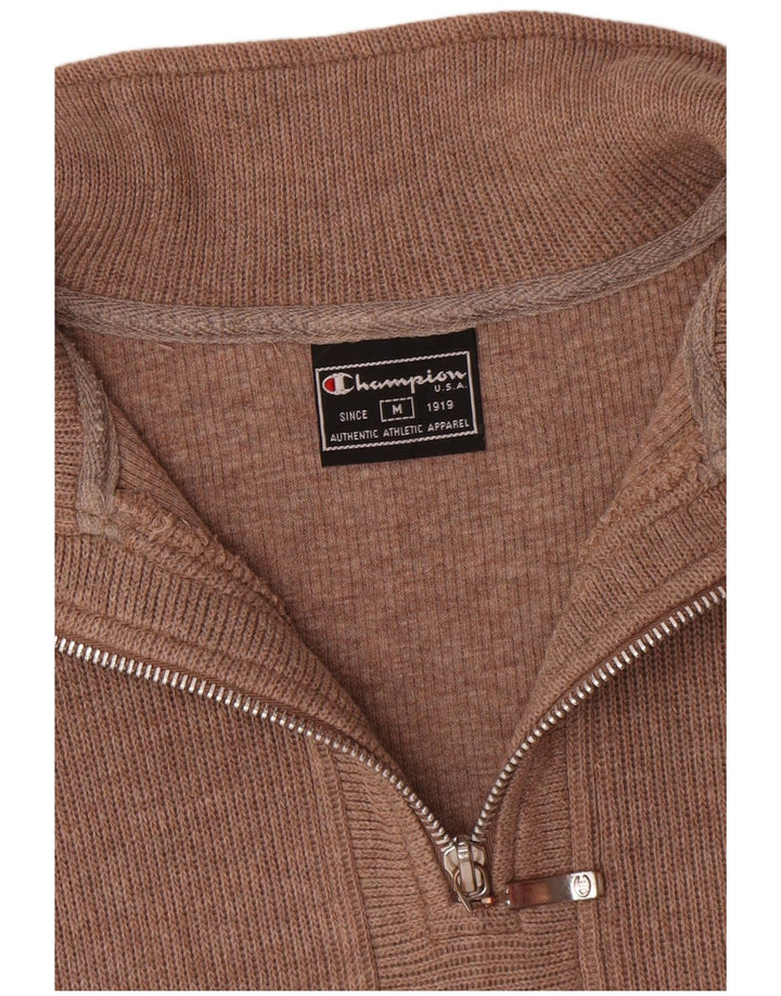 Женский джемпер Champion с воротником на молнии, Великобритания 14, хлопковый средний коричневый цвет