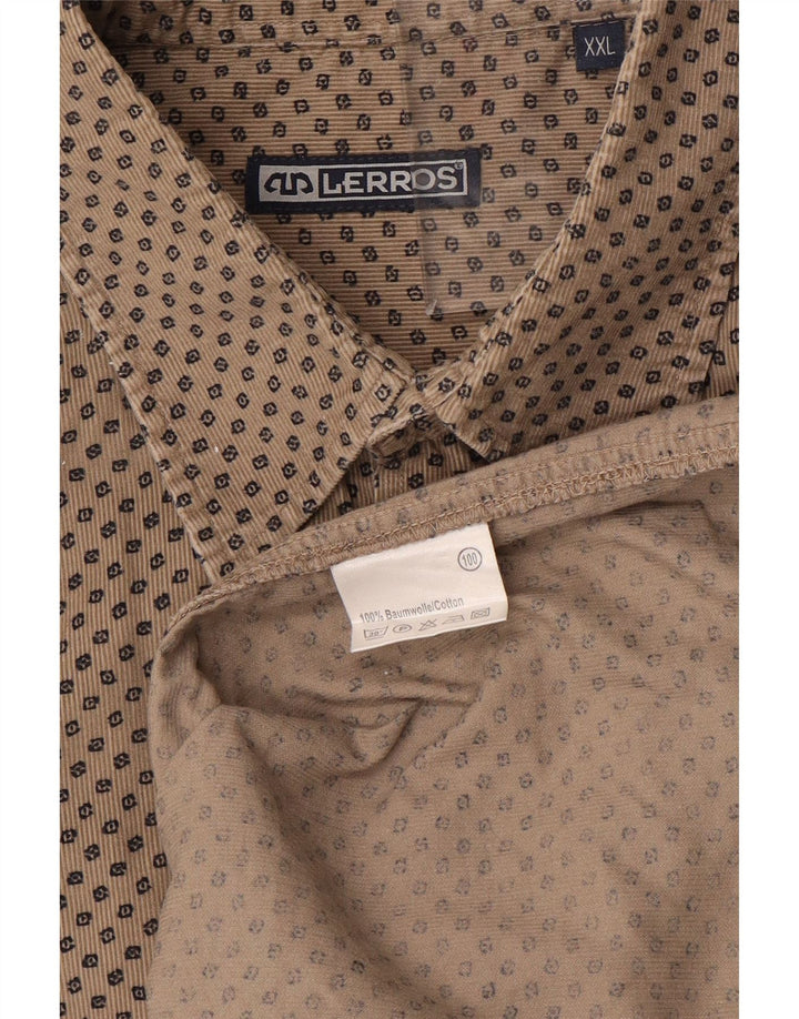 LERROS Mens Corduroy Shirt 2XL Beige Spotted Cotton