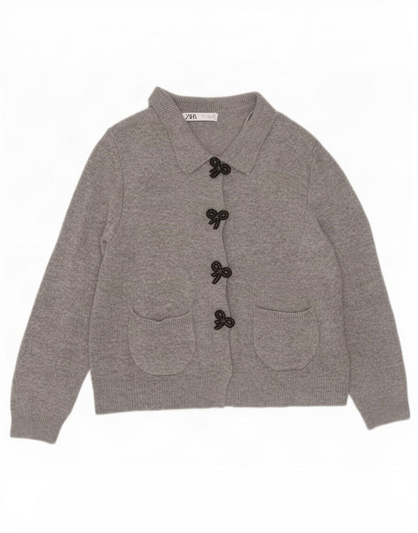 Zara Womens Cardigan Sweater UK 14 Large Grey Polyamide