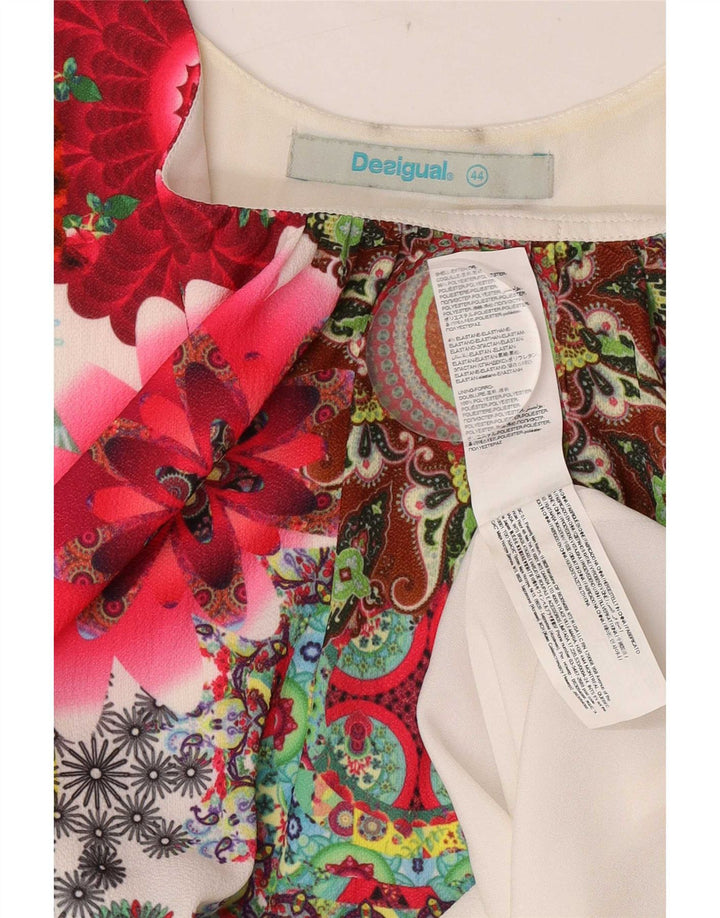 Женская туника без рукавов Desigual EU 44 XL, белый полиэстер с цветочным принтом