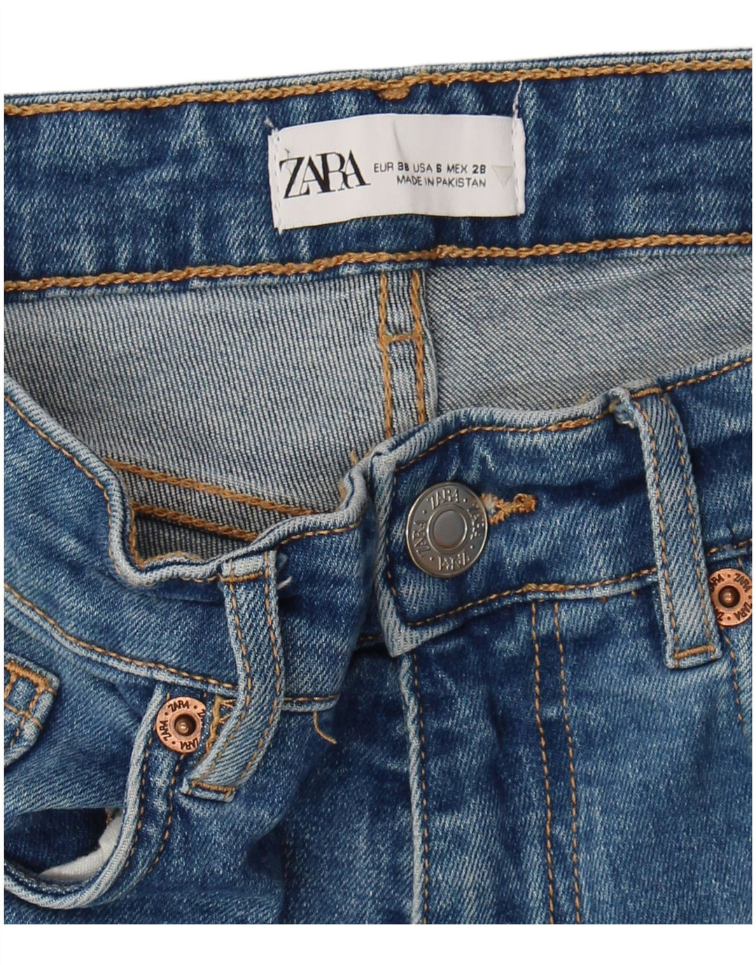 Женские укороченные джинсы Zara Bootcut EU 38, маленькие W28 L26, синие