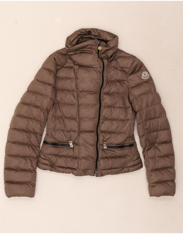 Moncler Женская стеганая куртка, размер 2, маленький коричневый полиэстер