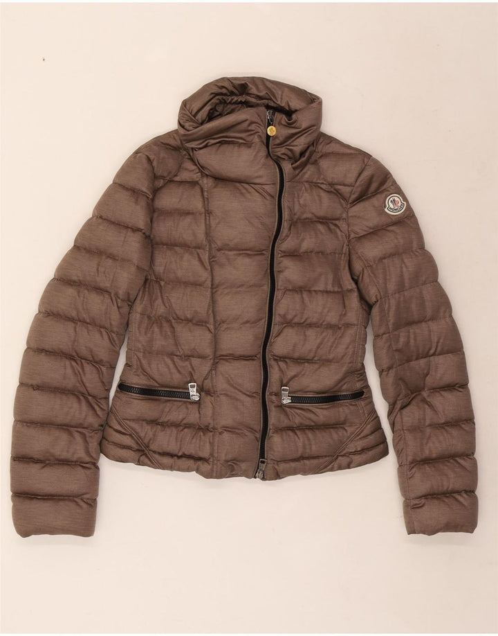 Moncler Женская стеганая куртка, размер 2, маленький коричневый полиэстер