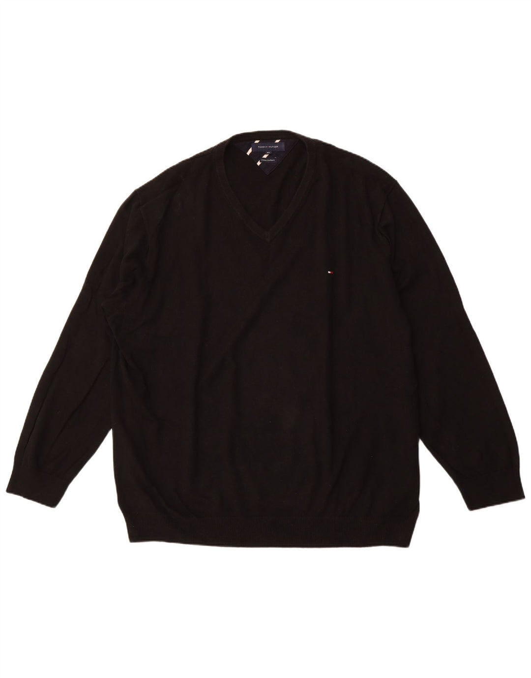 TOMMY HILFIGER Мужской джемпер с v-образным вырезом 4XL, черный хлопок
