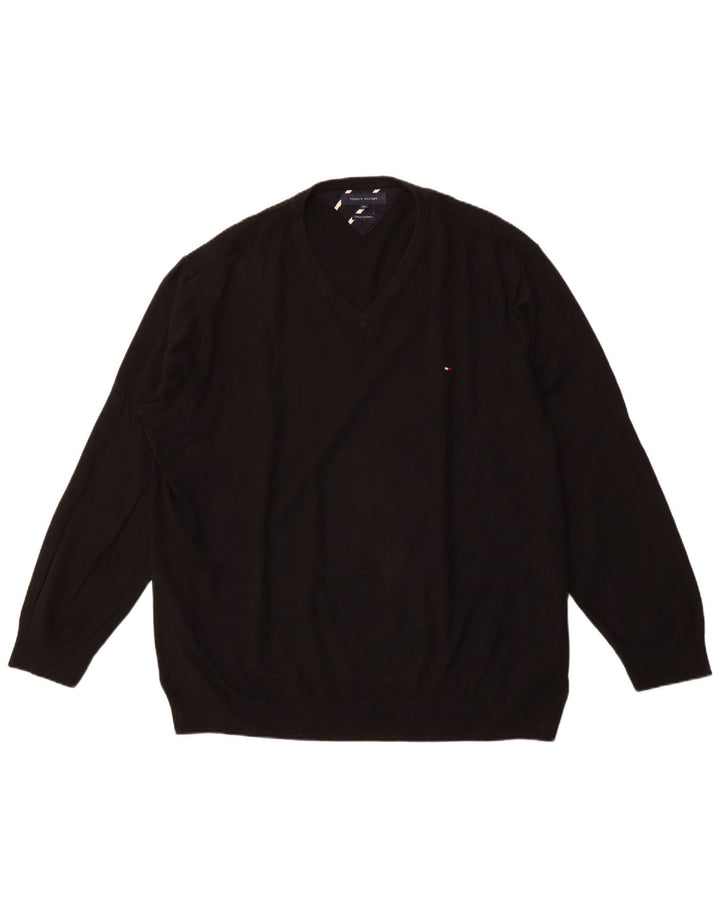TOMMY HILFIGER Мужской джемпер с v-образным вырезом 4XL, черный хлопок