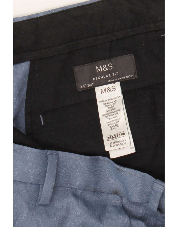 Мужские брюки-чиносы Marks & Spencer W34 L29 синие, полиэстер стандартного кроя