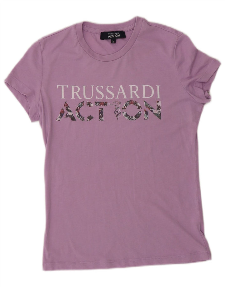 Женская футболка Trussardi с рисунком Top UK 12, средний фиолетовый полиэстер