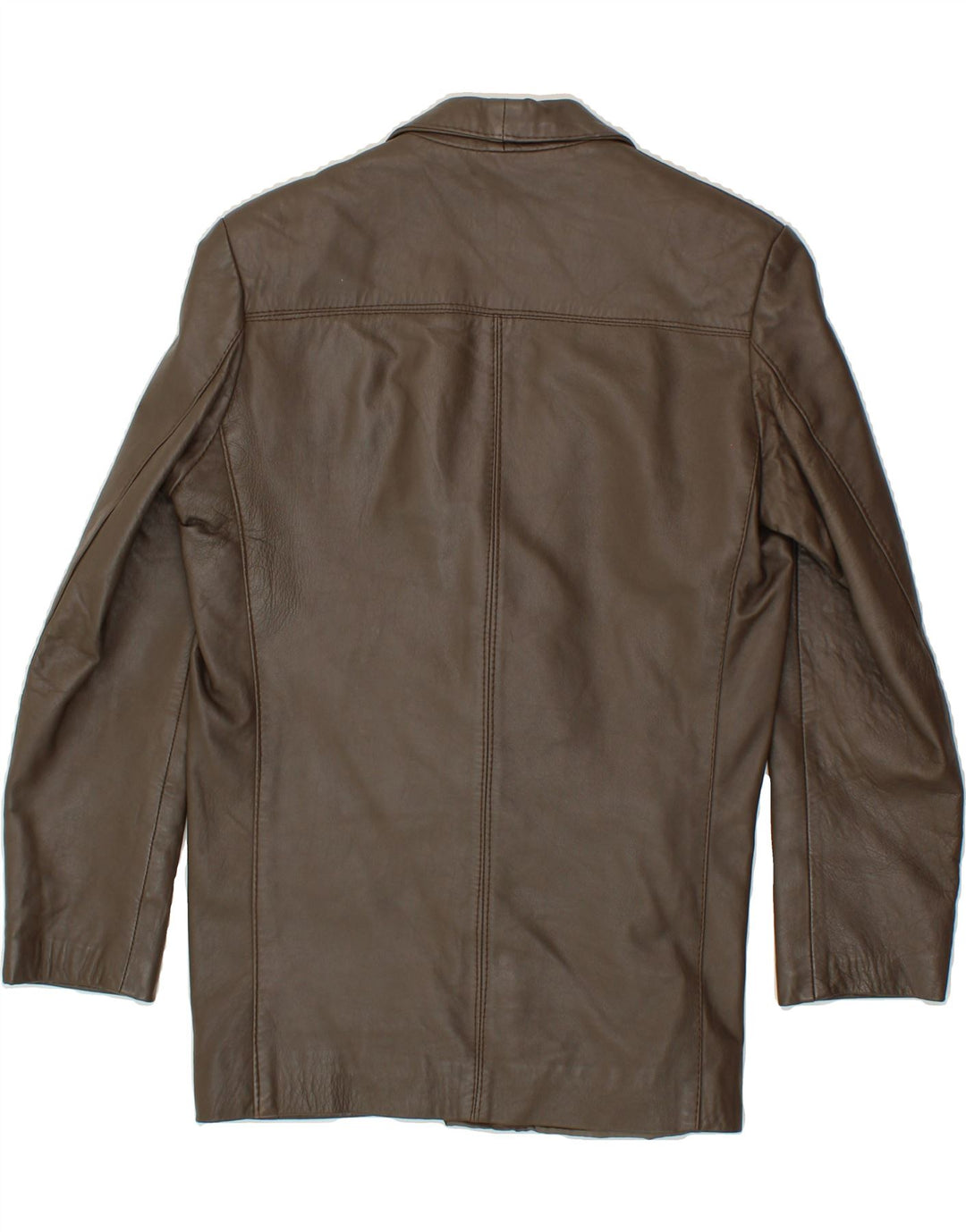 DELAN Womens Double Breasted Blazer Jacket UK 14 Medium Brown Leather Vintage Delan and Second-Hand Delan from Messina Hembry 