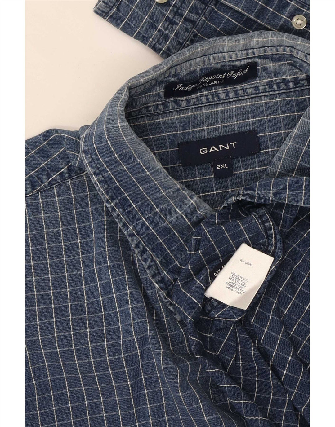 Мужская рубашка стандартного кроя Gant 2XL, синяя клетка, хлопок