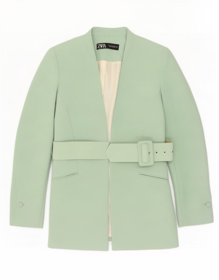 Женский пиджак Zara UK 14, средний зеленый полиэстер