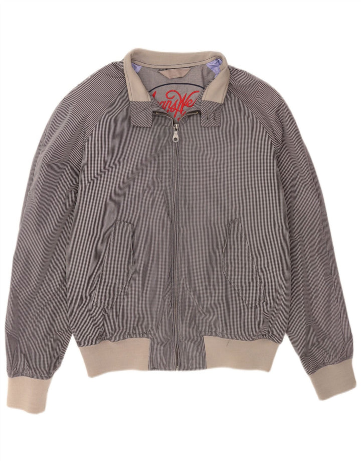 Мужская куртка-бомбер Benetton UK 44 2XL Темно-синяя, хлопок в мелкую клетку