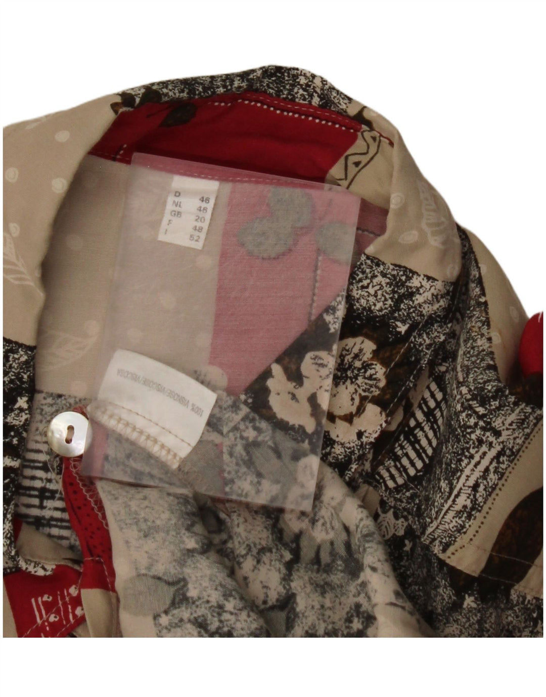 Женская блузка-рубашка VINTAGE UK 20 2XL, разноцветная вискоза с цветочным принтом