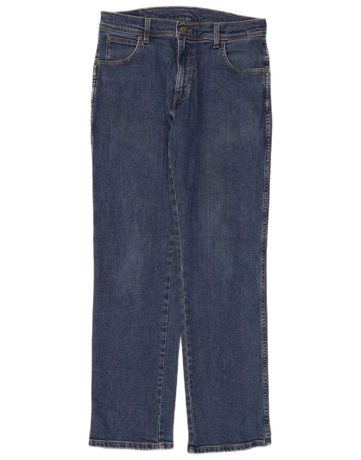 Мужские прямые джинсы WRANGLER стандартного кроя W32 L32, синий хлопок