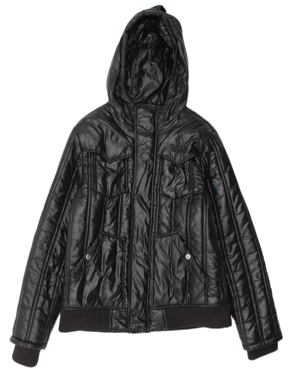 Женская утепленная куртка G-STAR с капюшоном UK 16, большая, черная, полиамид