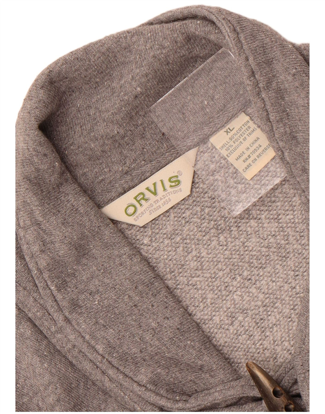 Orvis Мужской свитшот с воротником с отложным воротником, джемпер XL, серый хлопок