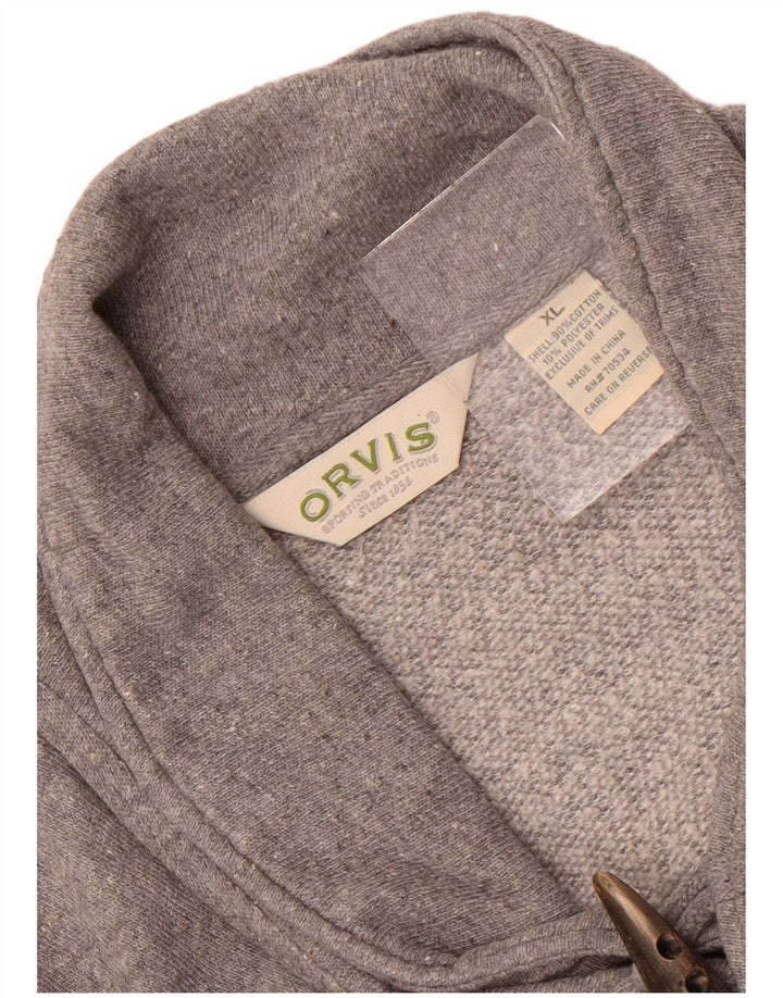 Orvis Мужской свитшот с воротником с отложным воротником, джемпер XL, серый хлопок