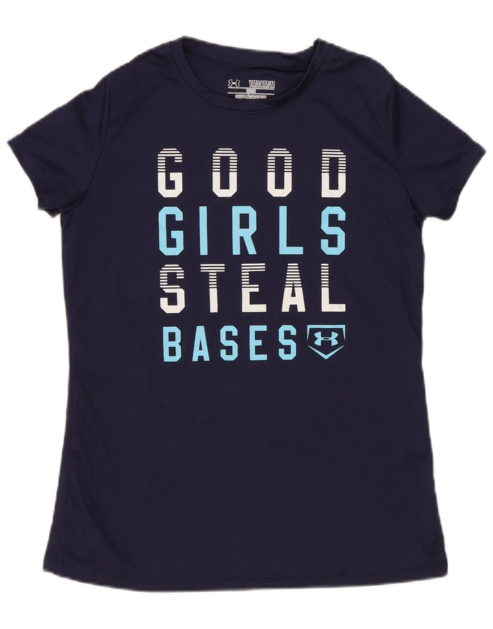 Футболка с рисунком Under Armour для мальчиков Heat Gear, топ 9–10 лет, средний темно-синий цвет