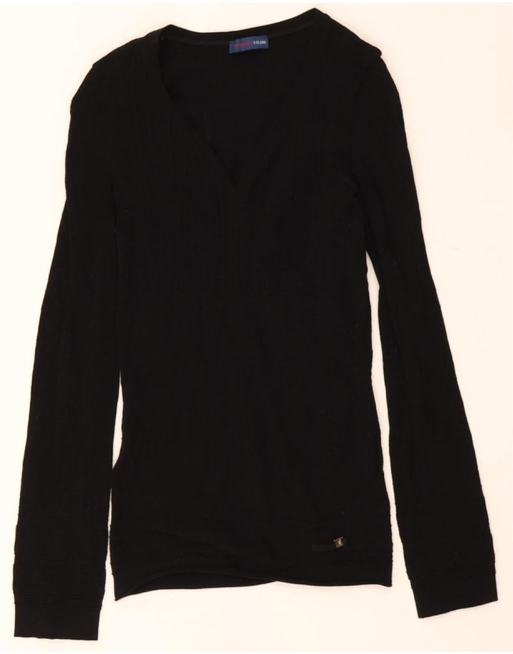 TRUSSARDI Womens Top Long Sleeve UK 4 XS Black Vintage Trussardi and Second-Hand Trussardi from Messina Hembry 