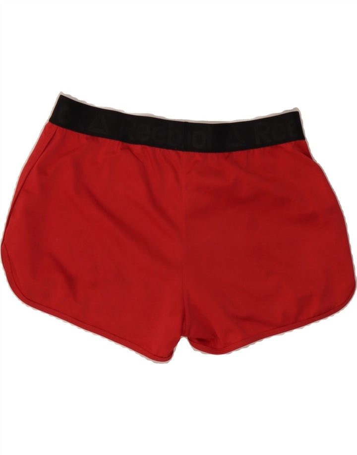 REEBOK Womens Graphic Sport Shorts UK 8/10 Small  Red Polyester Vintage Reebok and Second-Hand Reebok from Messina Hembry 
