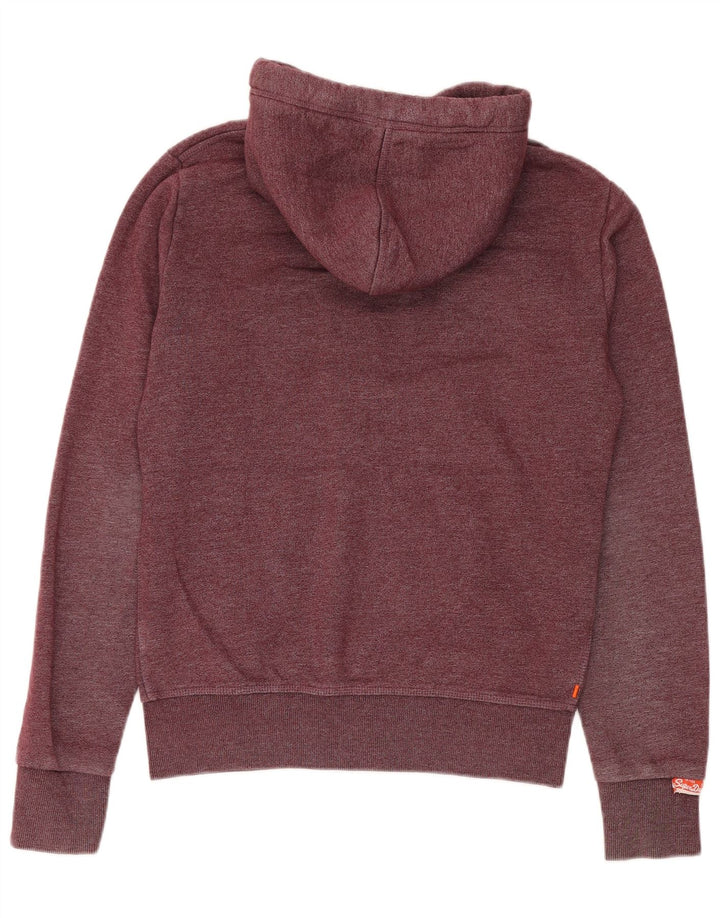 Мужской свитер с капюшоном на молнии Superdry среднего размера, темно-бордовый, в крапинку, хлопок