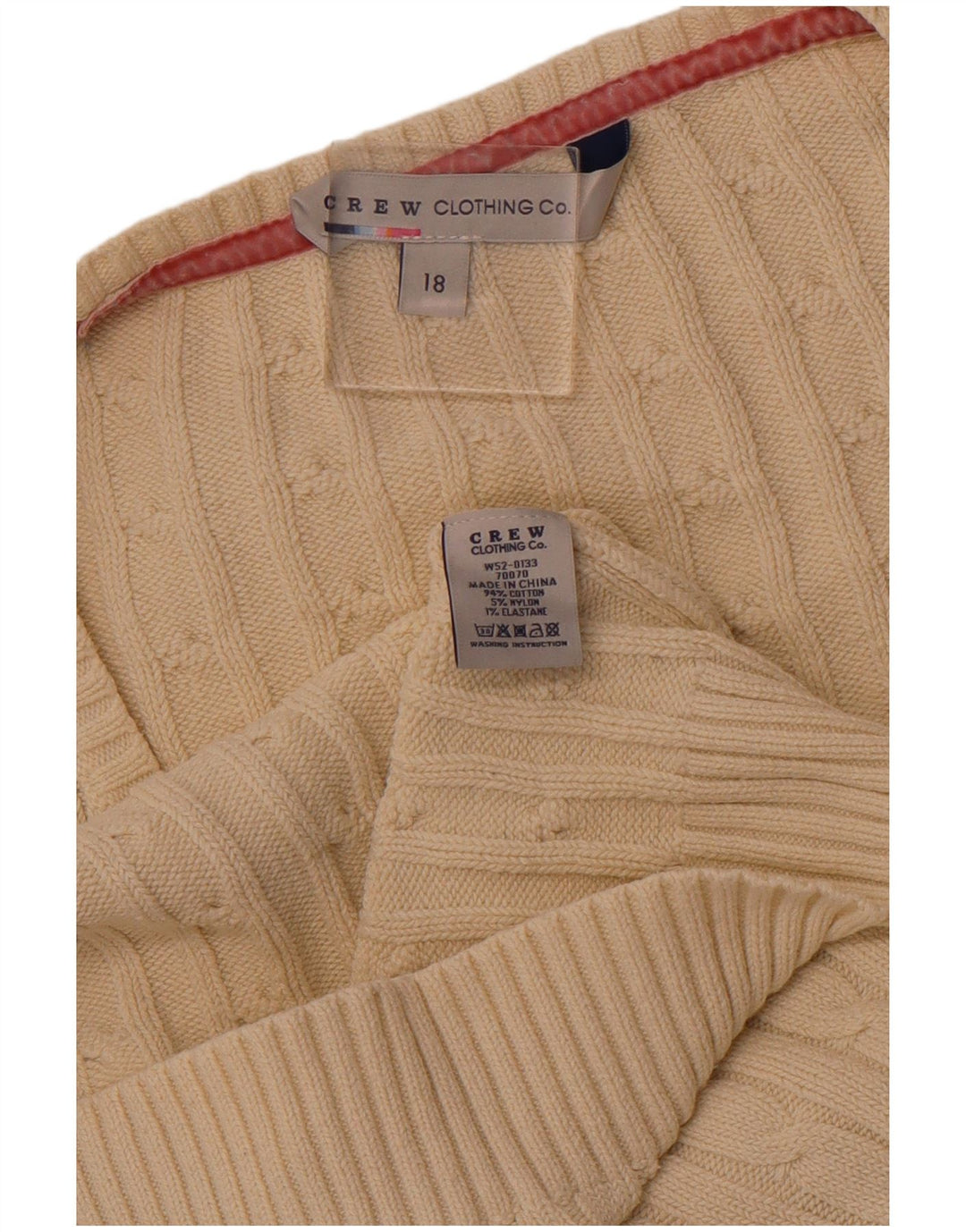 ОДЕЖДА ДЛЯ ЭКИПАЖА Женский джемпер с v-образным вырезом, Великобритания, 18 XL, белый хлопок