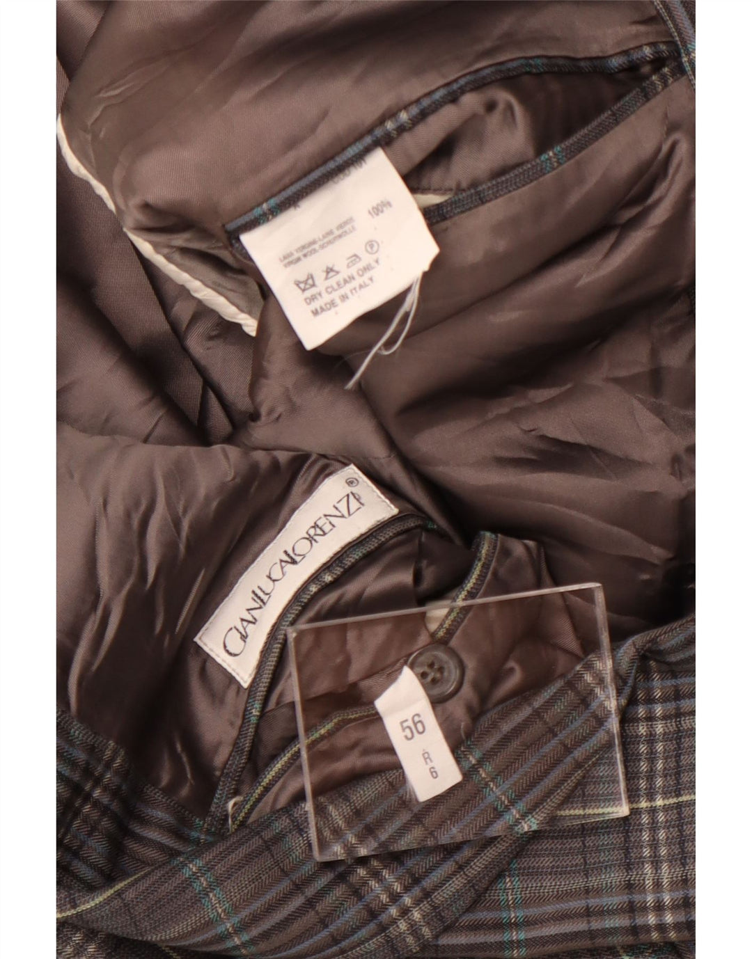 Мужской пиджак Gianluca Lorenzi на 2 пуговицах IT 56 3XL, серая шерсть в клетку