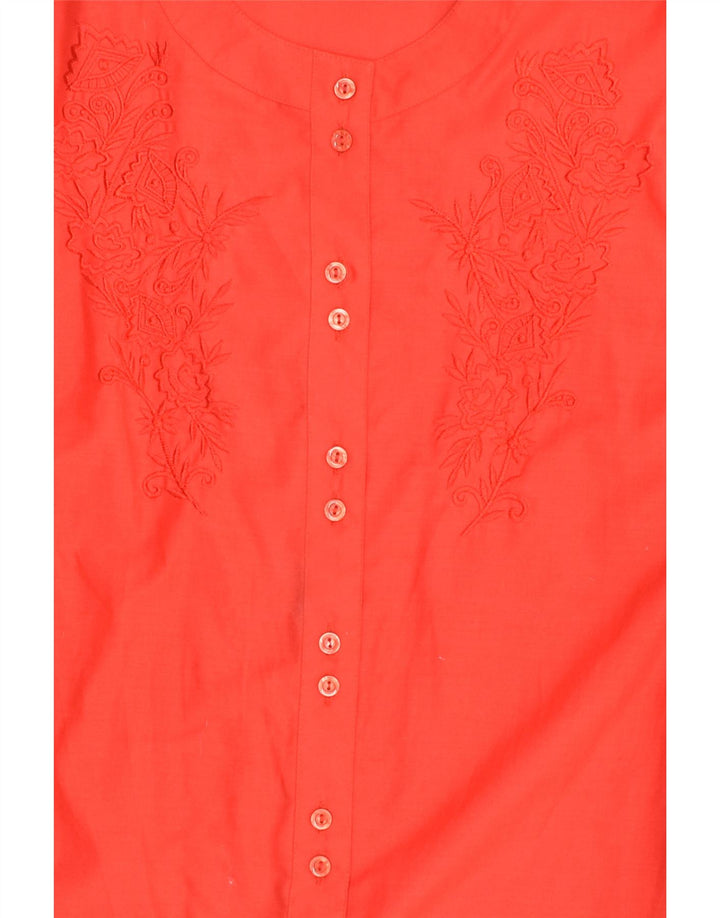 VINTAGE Womens Short Sleeve Shirt Blouse UK 10 Small Red Floral Polyester | Vintage Vintage | Thrift | Second-Hand Vintage | Used Clothing | Messina Hembry 