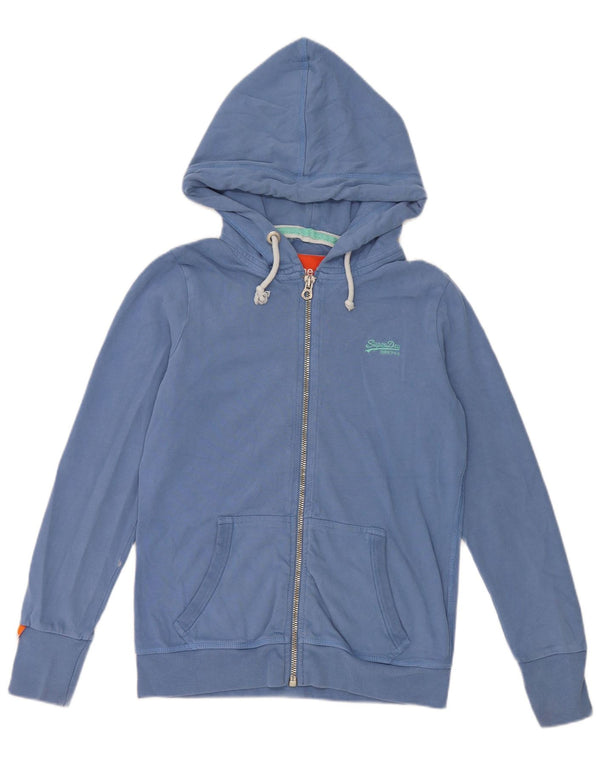 Женский свитер с капюшоном на молнии Superdry UK 14, большой синий хлопок