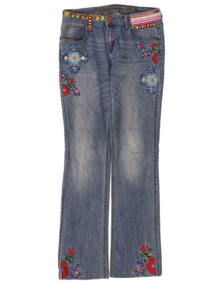 Женские джинсы Bootcut Desigual W32 L32 Синие с цветочным принтом