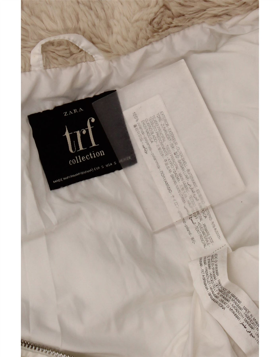 Женская стеганая куртка с капюшоном Zara UK 10, маленькая, белый полиамид