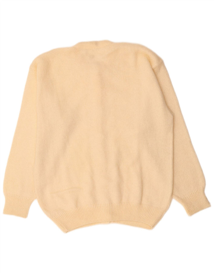 VINTAGE Женский кардиган-свитер UK 14 Medium Off White Mohair