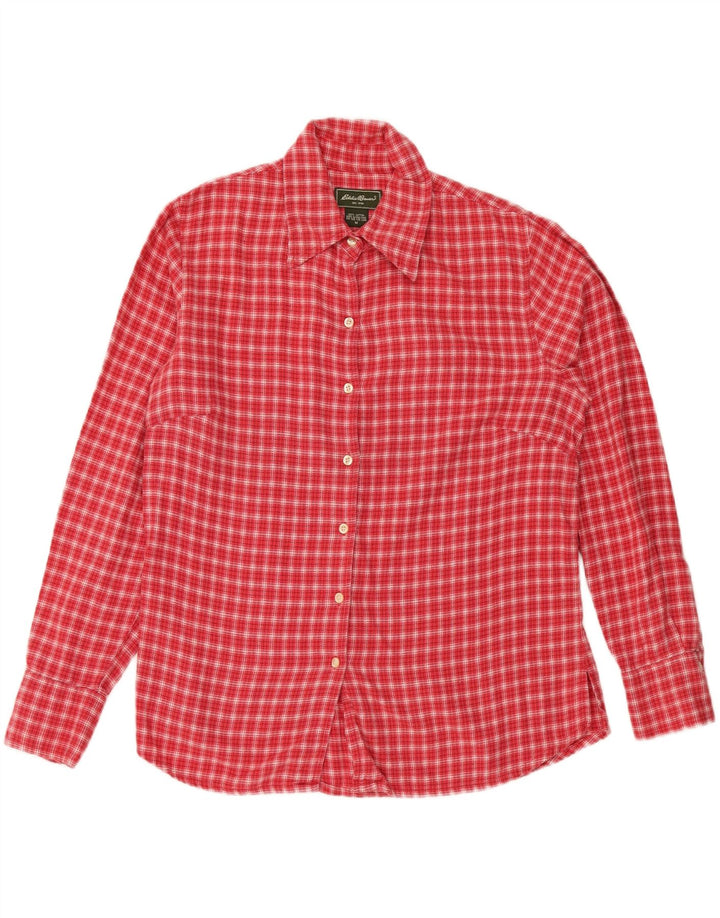 EDDIE BAUER Womens Flannel Shirt UK 14 Medium Red Check Cotton Vintage Eddie Bauer and Second-Hand Eddie Bauer from Messina Hembry 